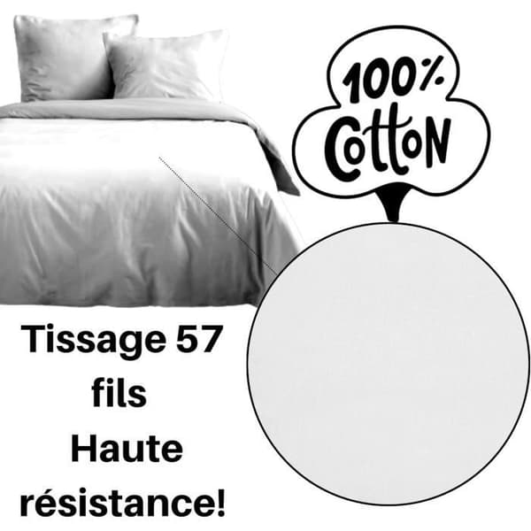 STOF - Duvetöverdrag 100% ekologisk bomull certifierad Oeko-Tex - Modell Eden - Vit - Storlek 240x220 cm
