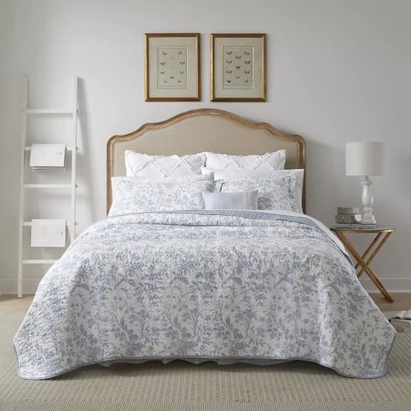 Laura Ashley Home Amberley Collection Sängkläder 100 % Bomull, Andningsbar och lätt, Vändbar sängkläder, Dubbel säng, Spa Blå