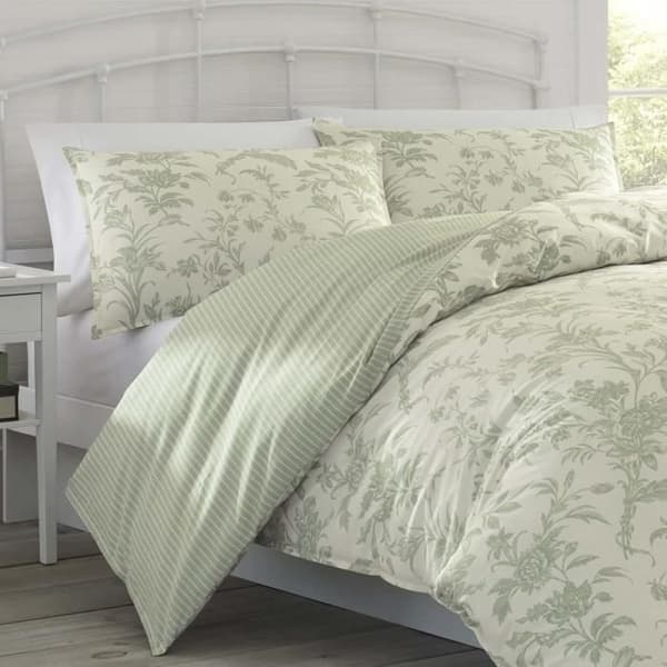 Laura Ashley Hem - Vändbar King Size-sängklädnad i bomull med matchande örngott - Lätt inredning p