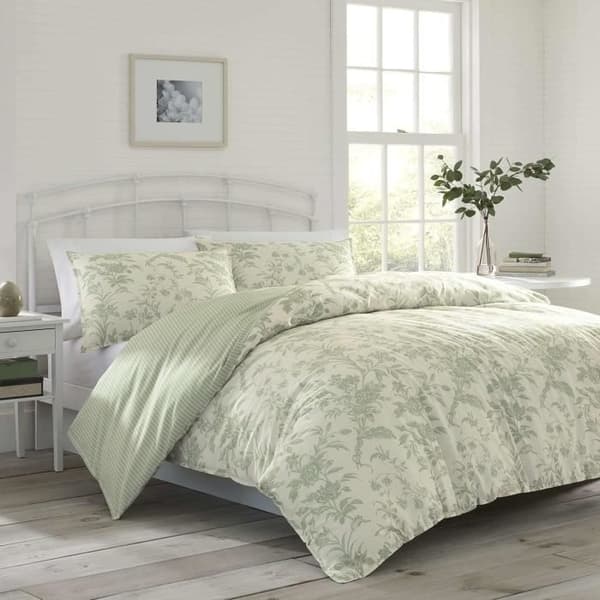 Laura Ashley Hem - Vändbar King Size-sängklädnad i bomull med matchande örngott - Lätt inredning p