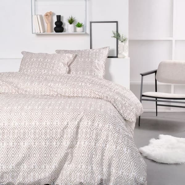 Dubbelsängset -IDAG - 240x200 cm - 100% Bomull - Beige och Vit