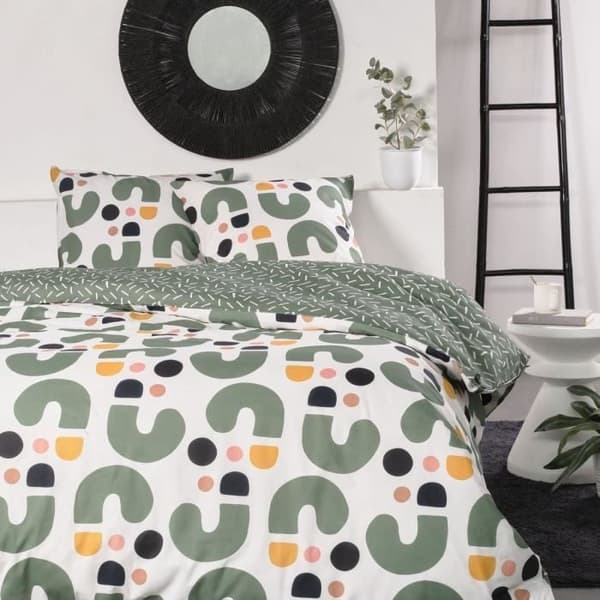 Bäddset - IDAG - Sunshine - 2 personer - 240x220cm - Bomull - Grön - Andra mönster