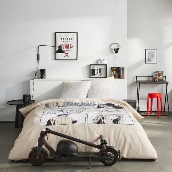 Sängkläder - IDAG - JAVA - 2 personer - 240x220 cm - Bomull - Manga-mönster - Beige