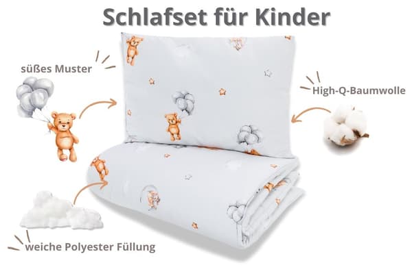 Barntäcke utan överdrag 90x120 cm - Bomullsfilt och kuddeset för baby, barnfilt 90 x 120 och kudde 60 x 40 - Täcken barntäcke