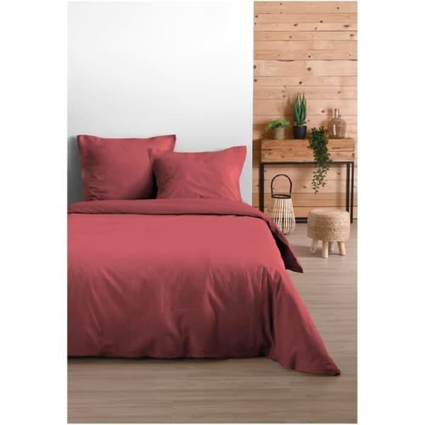 STOF - Påslakan - Mått 240x220 cm - 100% Ekologiskt certifierad bomull Oeko-Tex - Färg Grenache - Modell Eden - Sänglinne för