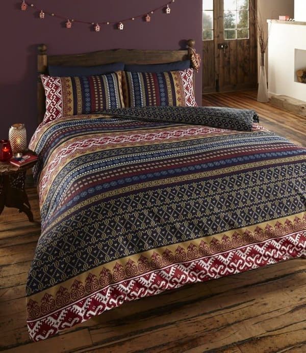 De cama - 12393899 - Sängset med indiskt etniskt tryck påslakan, lyx, polyester, flerfärgad, enkel