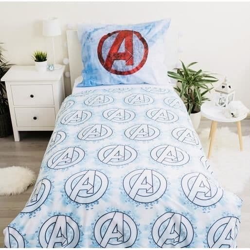 Barnpåslakan 140x200 cm och örngott 70x90cm | Avengers Twin 100% bomull sängkläder set