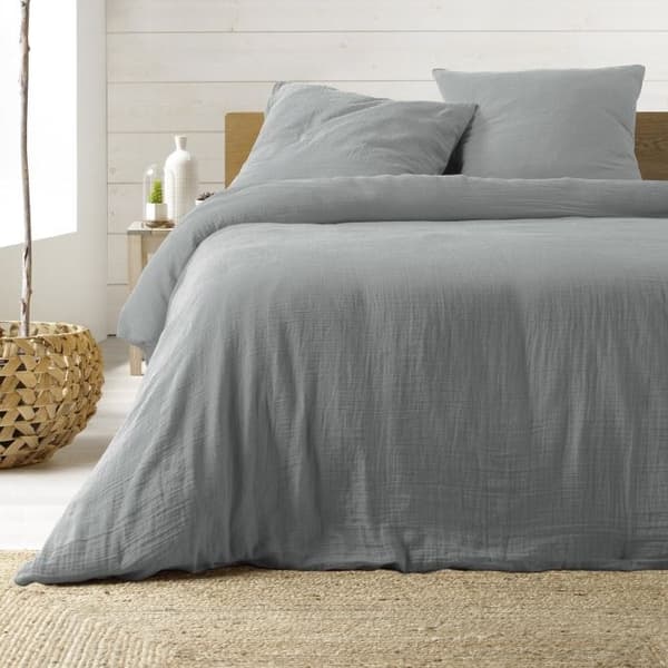 Sängkläder - ANGELIA - 3 delar - 260x240 cm - Dubbel gas - 100% bomull - Grå