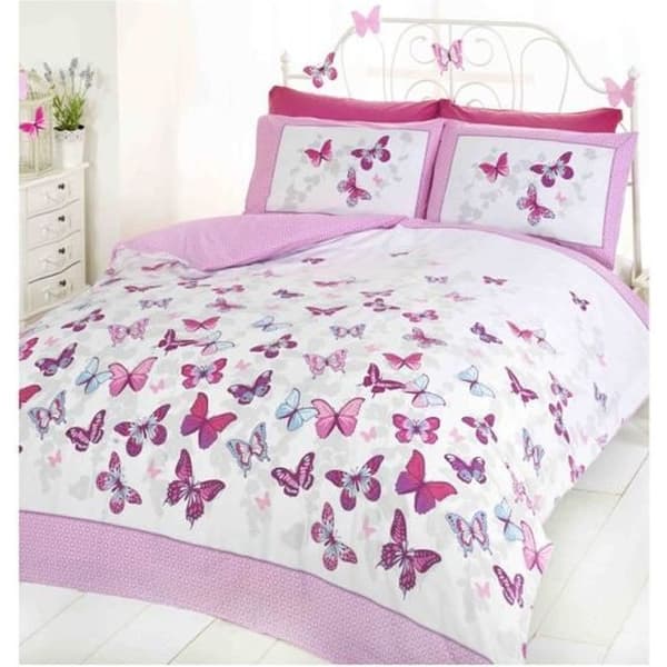 Butterfly Flutter påslakan och örngott - Rosa - Barn - 135 x 200 cm - Syntet - Sovrum