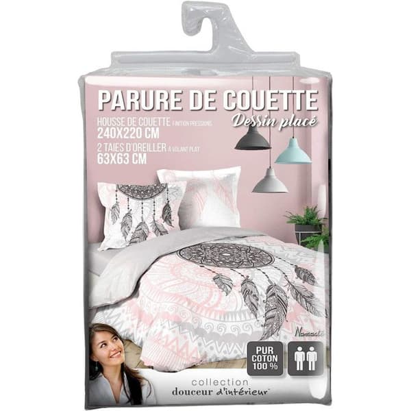 parure 3 p. 240 x 220 cm tryckt 42 trådar mönster placera namaste