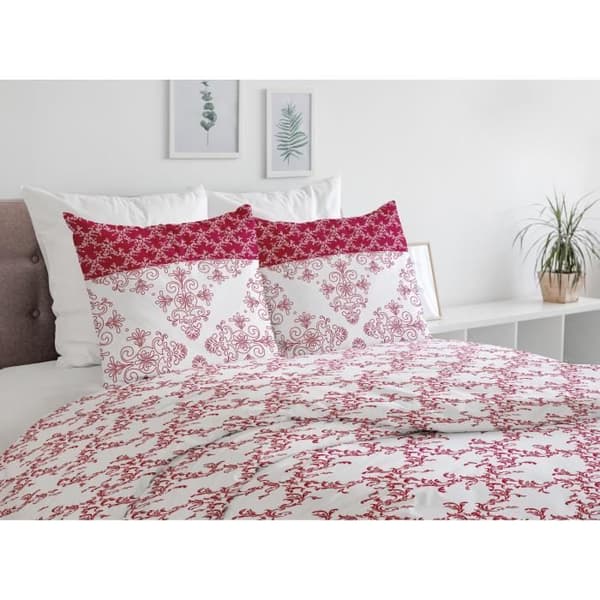 Påslakanset 240x260 cm HOME LINGE PASSION FRISE: Påslakan + 2 örngott - 100% bomull 57 trådantal - Burgundy