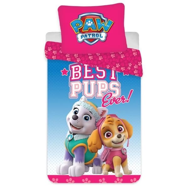 Sängkläder för barn - Paw Patrol - Everest och Skye - 100% bomull - Vändbar - 140x200 cm