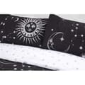 Miniatyrbild 2 av 2: Celestial Suns Moons Stars Svart Silver Bomullsblandning Enkelt påslakan
