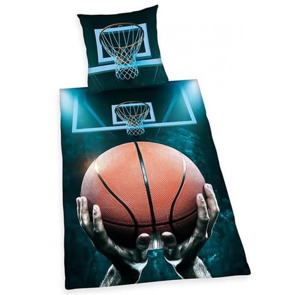 Duvetöverdrag - Basketboll - 135x200 cm - Vändbar - 100% bomull - Maskintvättbar