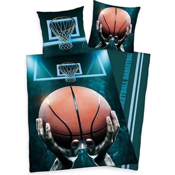 Duvetöverdrag - Basketboll - 135x200 cm - Vändbar - 100% bomull - Maskintvättbar