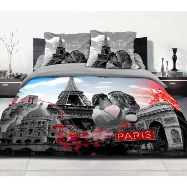 Påslakanset - DREAM IN PARIS - Grå - 100% bomull 57 trådantal - 220x240 cm