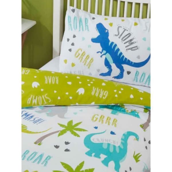Sängkläder - Roarsome Dinosaur - Dinosar - Grön - 135 x 200 cm - Vändbar