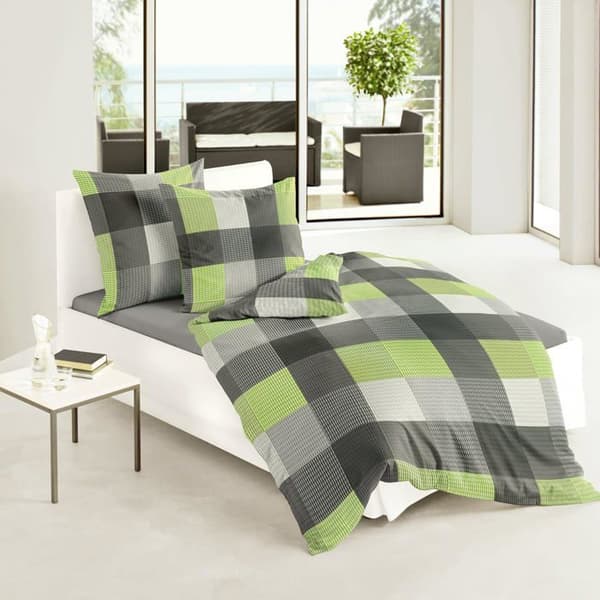 Påslakan - påslakan och örngott Bierbaum - 645207 - Sängset, Bomull, Kiwi, 155x220