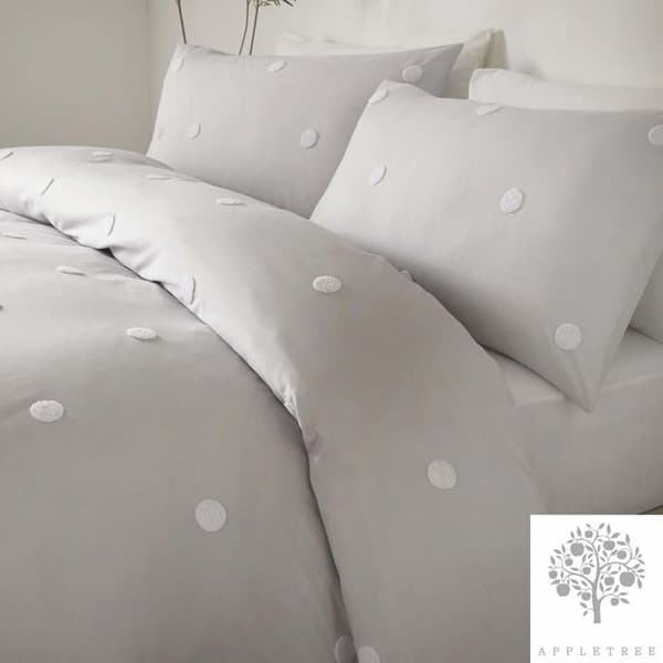 Appletree - DTGSV21PAP - Dot Garden Silver bomullsbäddset med vita prickar dubbel