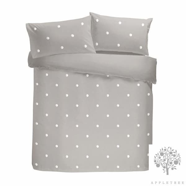 Appletree - DTGSV21PAP - Dot Garden Silver bomullsbäddset med vita prickar dubbel