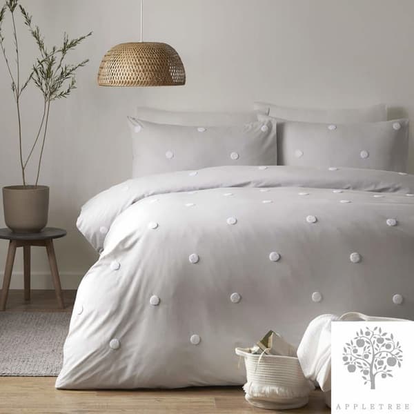 Appletree - DTGSV21PAP - Dot Garden Silver bomullsbäddset med vita prickar dubbel