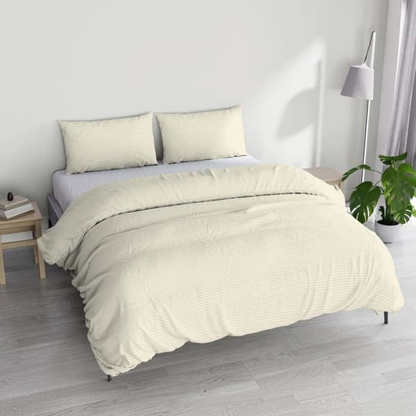 Satin - CP-ST-panna-2P - Italienskt sänglinne CP-ST-2P Stripes Påslakan, polyester, kräm, 2 enkel