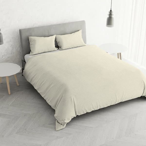 Satin - CP-ST-panna-2P - Italienskt sänglinne CP-ST-2P Stripes Påslakan, polyester, kräm, 2 enkel