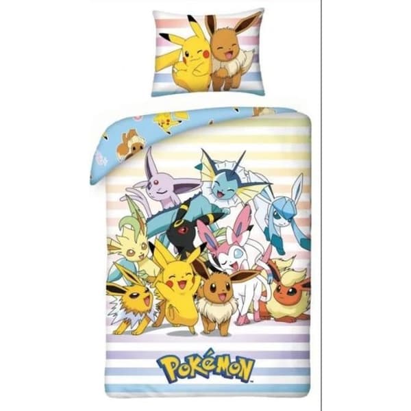 Sängkläder - Pokémon - 140x200 cm - 100% bomull - Tvättbar i 40°C - Barnmönster