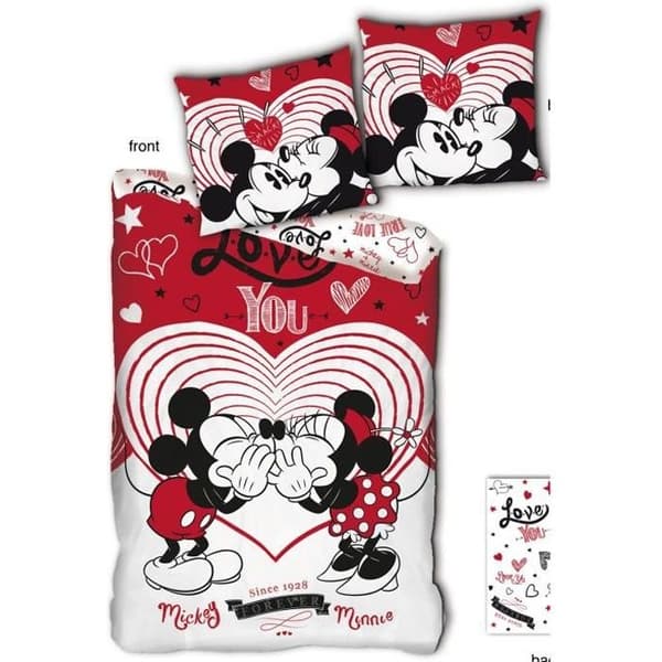 Barnsängkläder Disney - Minnie och Mickey Love You - Röd - 140x200 cm