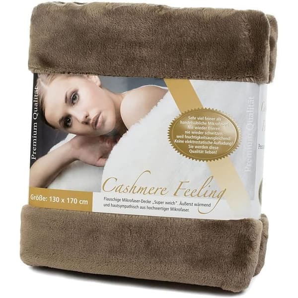 Gözze Cashmere Feeling Filt, Polyester, Taupe, 130 x 170 cm - 40128-71-130170