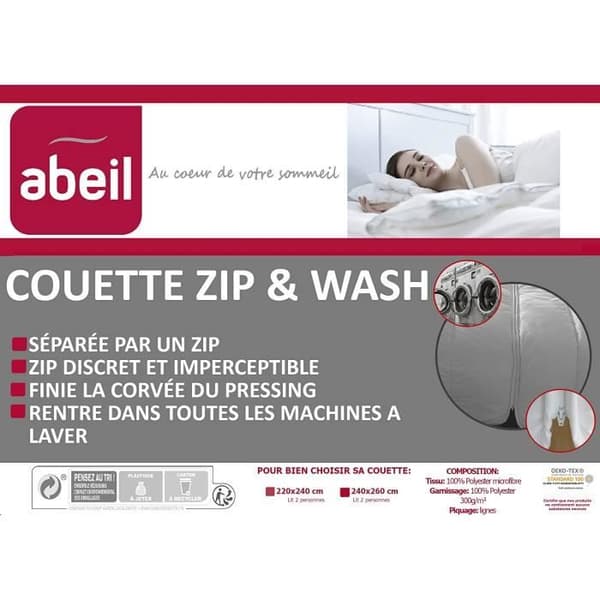 Abeil Zip täcke - Tvätta tempererat 220 x 240 cm - 15000002326
