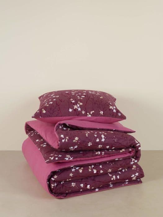 De witte lietaer - 220940 - Violetta Set: Påslakan och örngott, bomull, mörkrosa, 140x220 cm