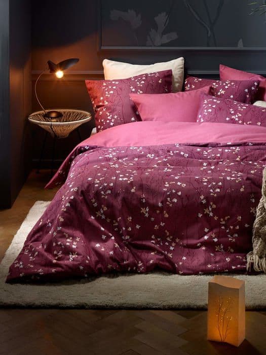 De witte lietaer - 220940 - Violetta Set: Påslakan och örngott, bomull, mörkrosa, 140x220 cm