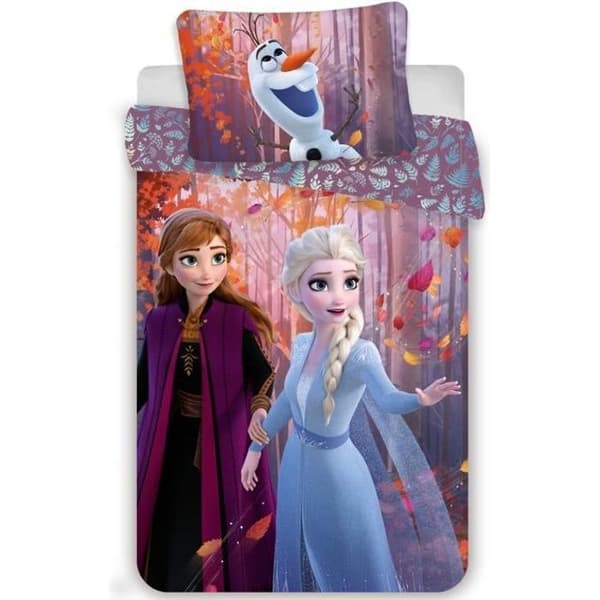 Sängkläder - Disney - Frost 2 - Duvetttäck 140x200 cm - Kudde 70x90 cm - 100% Bomull