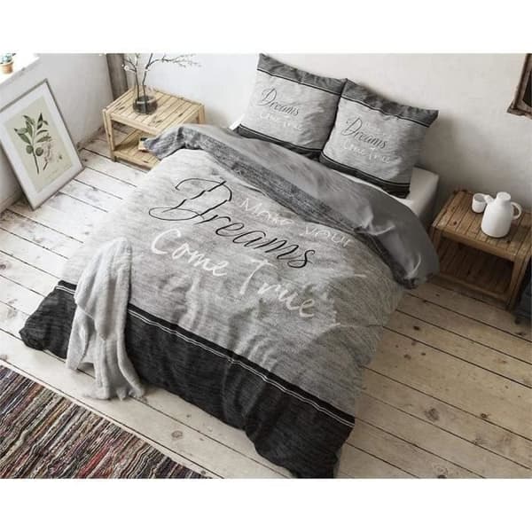 Sängkläder - SOVA TID - Äkta Drömmar - 220x240 cm - 100% Bomull - Grå