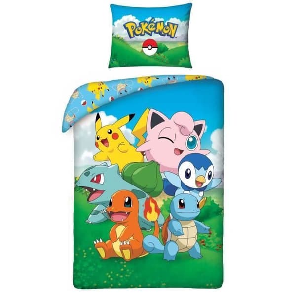 Påslakan - Pokémon - 140x200cm - 100% bomull - Vändbar - Barn