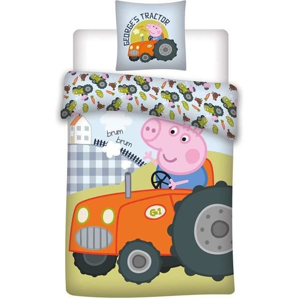 Peppa Pig Baby Sängkläder Set 100% Bomull - George Påslakan 100x135cm + Örngott 40x60cm