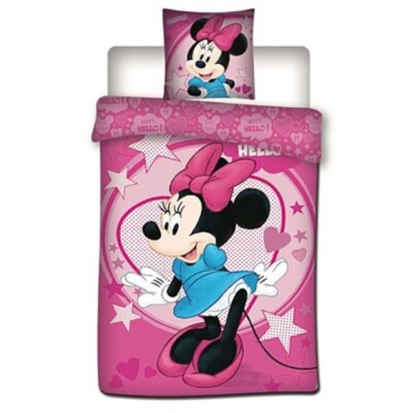 Minnie - Påslakan - 1 person - 140x200 cm + 1 örngott 63x63 cm - Rosa