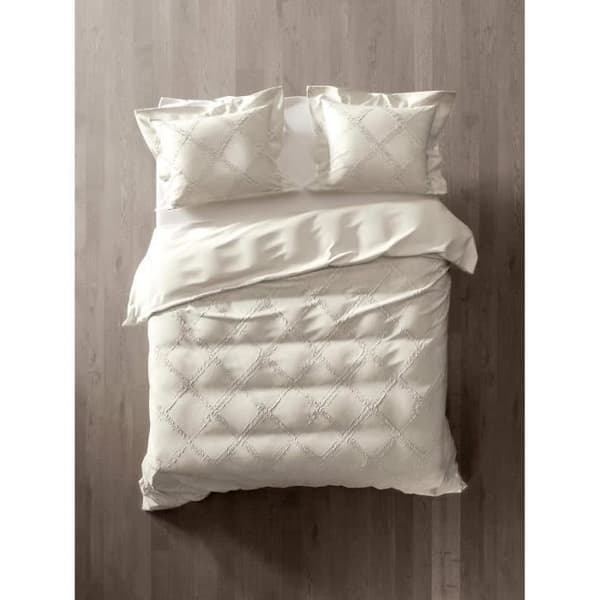 Gul Madeleine - Duvetöverdrag 100 % bomull perkal Ecru 140x220 cm