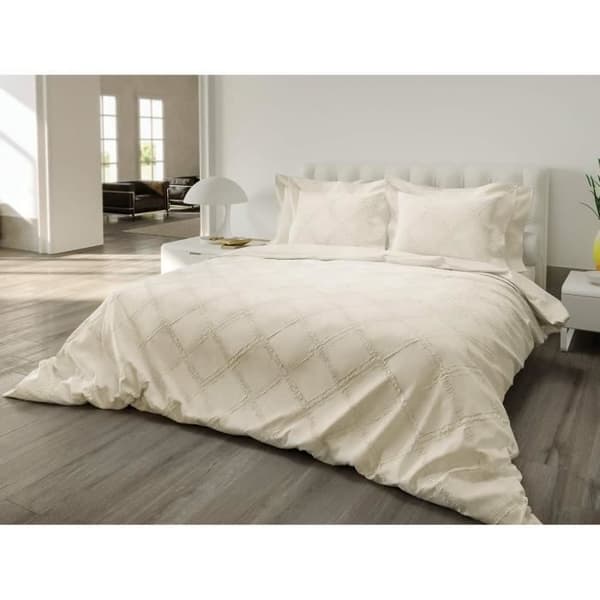 Gul Madeleine - Duvetöverdrag 100 % bomull perkal Ecru 140x220 cm