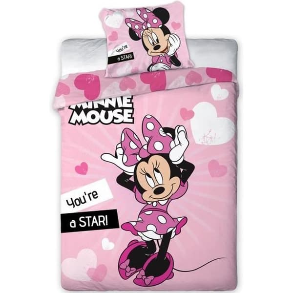 Påslakan - Disney - Minnie Mouse - 140 x 200 cm - Polyester - Rosa