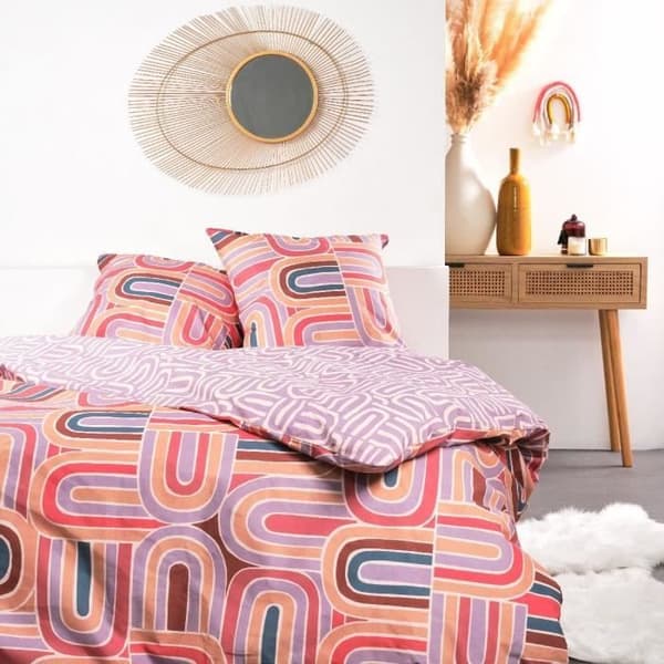 Bäddset - TODAY - Sunshine - 2 personer - 260x240cm - Bomull - Rosa