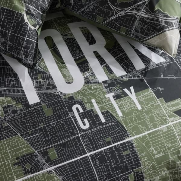 Bäddset - TODAY - JAVA - 2 personer - 240x220 cm - Bomull - New York-tryck - Grön