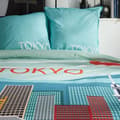 Miniatyrbild 3 av 4: Bäddset - TODAY - JAVA - 2 personer - 240x220 cm - Bomull - Tokyo-tryck - Blå
