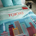 Miniatyrbild 2 av 4: Bäddset - TODAY - JAVA - 2 personer - 240x220 cm - Bomull - Tokyo-tryck - Blå