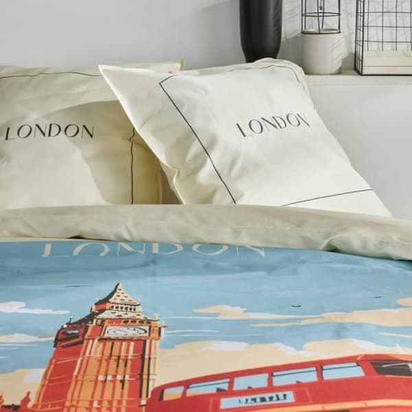 Bäddset - TODAY - JAVA - 2 personer - 240x220 cm - Bomull - Londonmönster - Offwhite