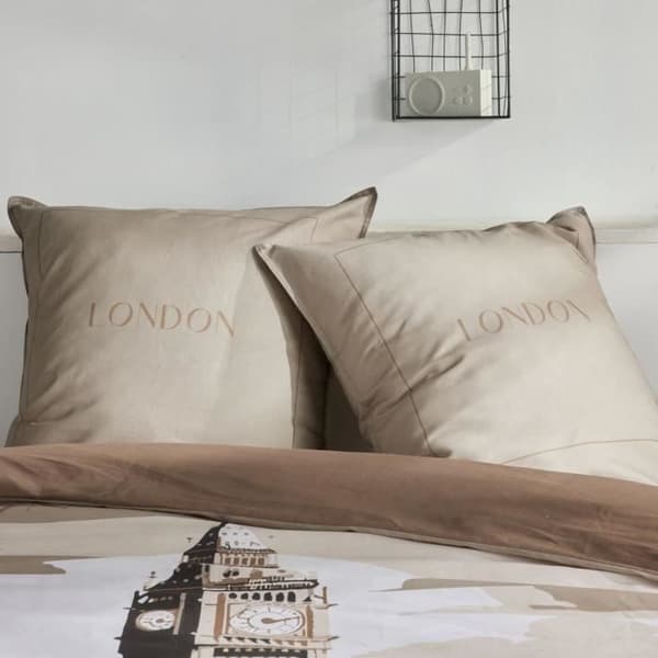 Bäddset - TODAY - JAVA - 2 personer - 240x220 cm - Bomull - Londonmönster - Beige