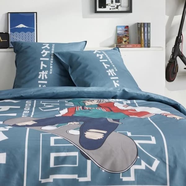 Bäddset - TODAY - JAVA - 2 personer - 240x220 cm - Bomull - Japantryck - Blå