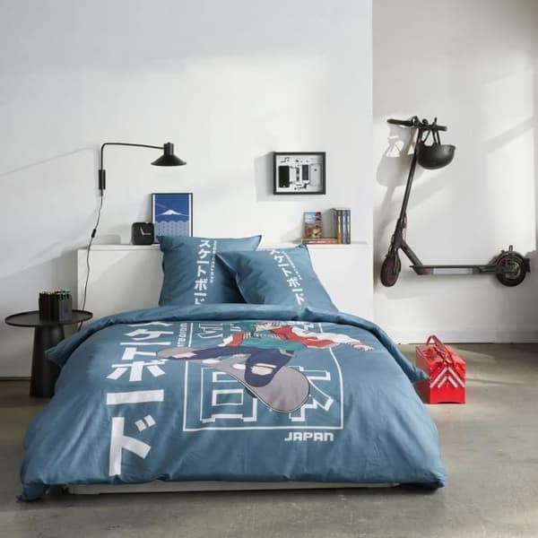 Bäddset - TODAY - JAVA - 2 personer - 240x220 cm - Bomull - Japantryck - Blå