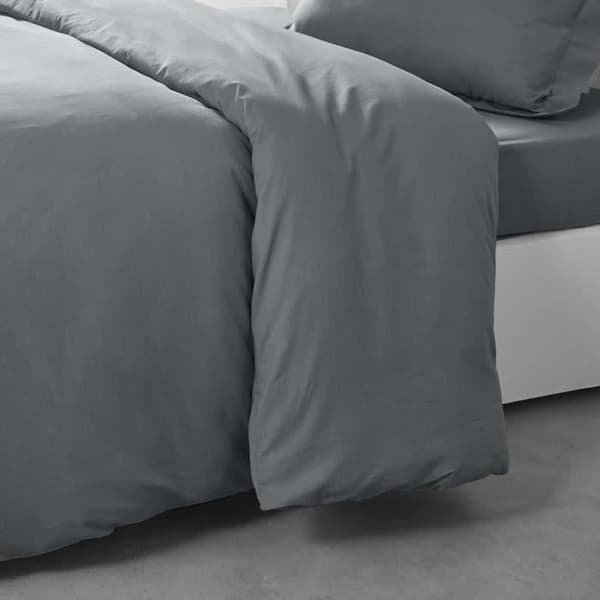 TODAY Essential dynebetræk - 140 x 200 cm - 1 person - 100% ensfarvet bomuld - stål